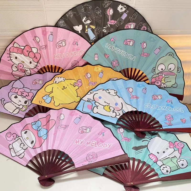 

Kawaii Sanrio Folding Fan 8 Inch Cartoon Hello Kitty Kuromi Cinnamoroll Summer Outdoor Handheld Fan for Children Portable Fan
