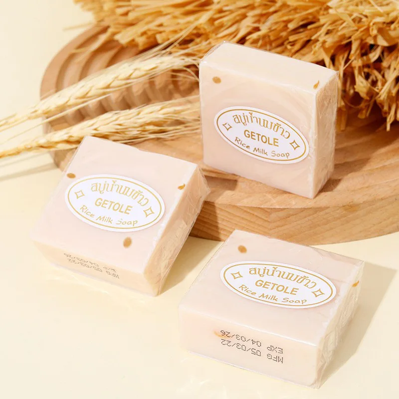 1pcs Handmade Thailand Rice Soap 65g Facial Bath Soaps Wedding Gift