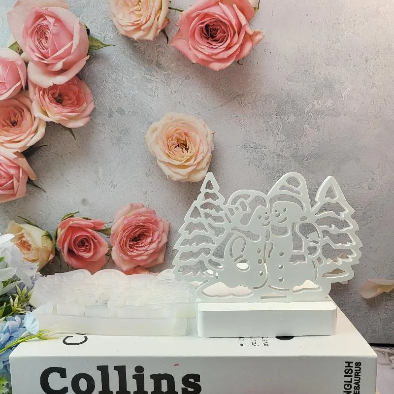 Christmas Snowman Ornament Silicone Mold DIY Christmas Tree Candle Holder Plaster Resin Mould Crafts Making Tools Home Decor