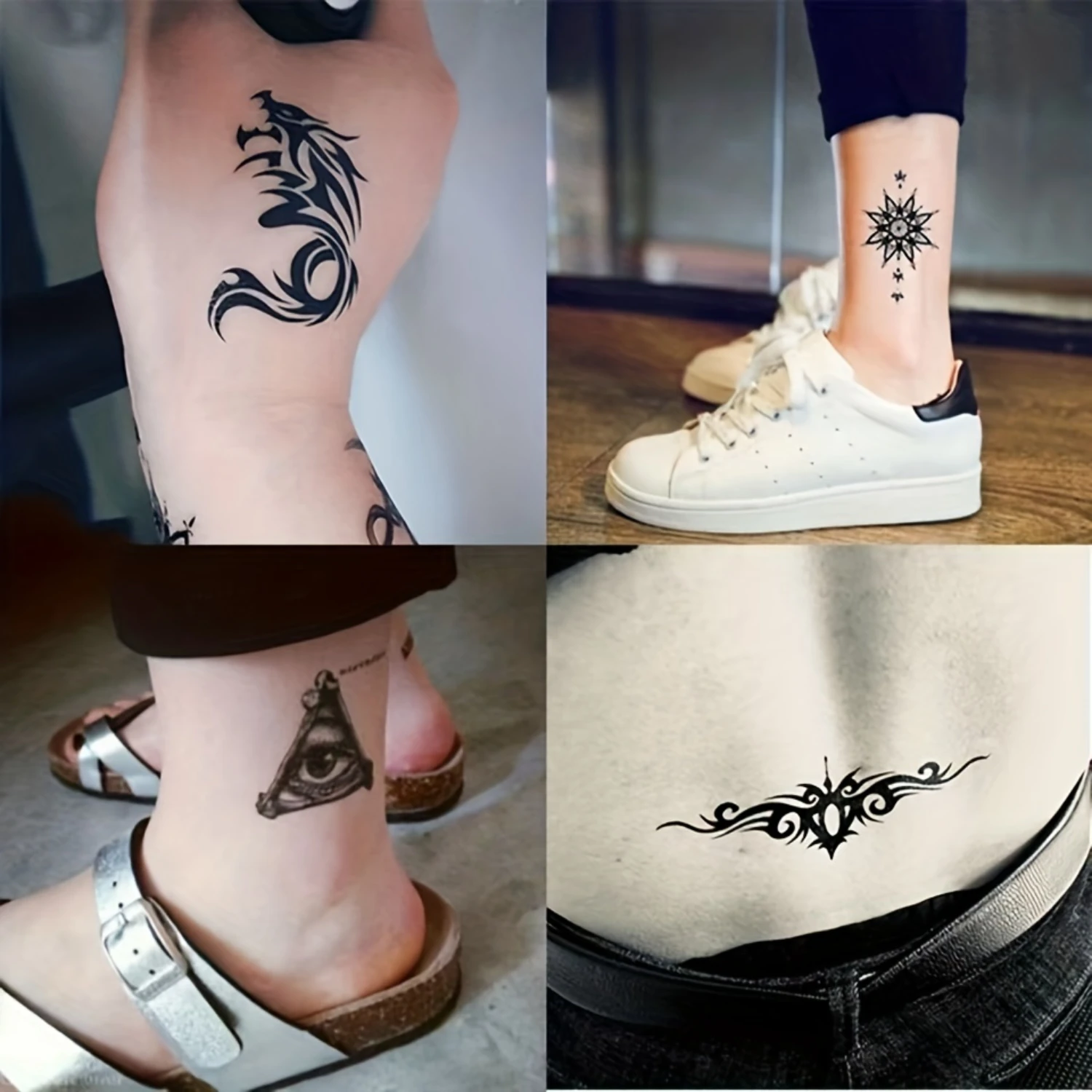 30-Pack Realistic Temporary Tattoos-Waterproof & Long-Lasting Chinese Abstract Designs for Arms, Legs & Back-Adult-Friendly,