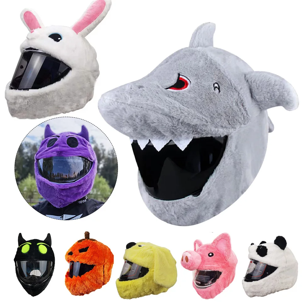 Housse De Casque Moto En Peluche Fun – Dessin Animé Trop Drôle, Protection Douce Et Colorée Pour Casque Intégral