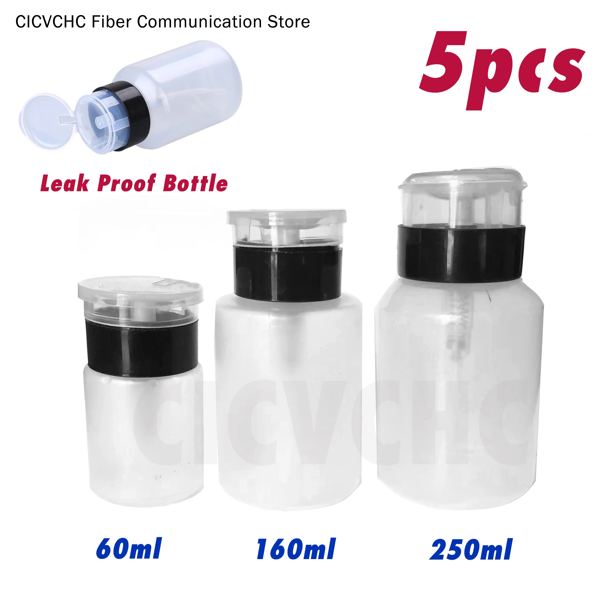 5pcs 60ml/160ml/250ml Alcohol Bottle Leak Proof- Optical Fiber FTTH