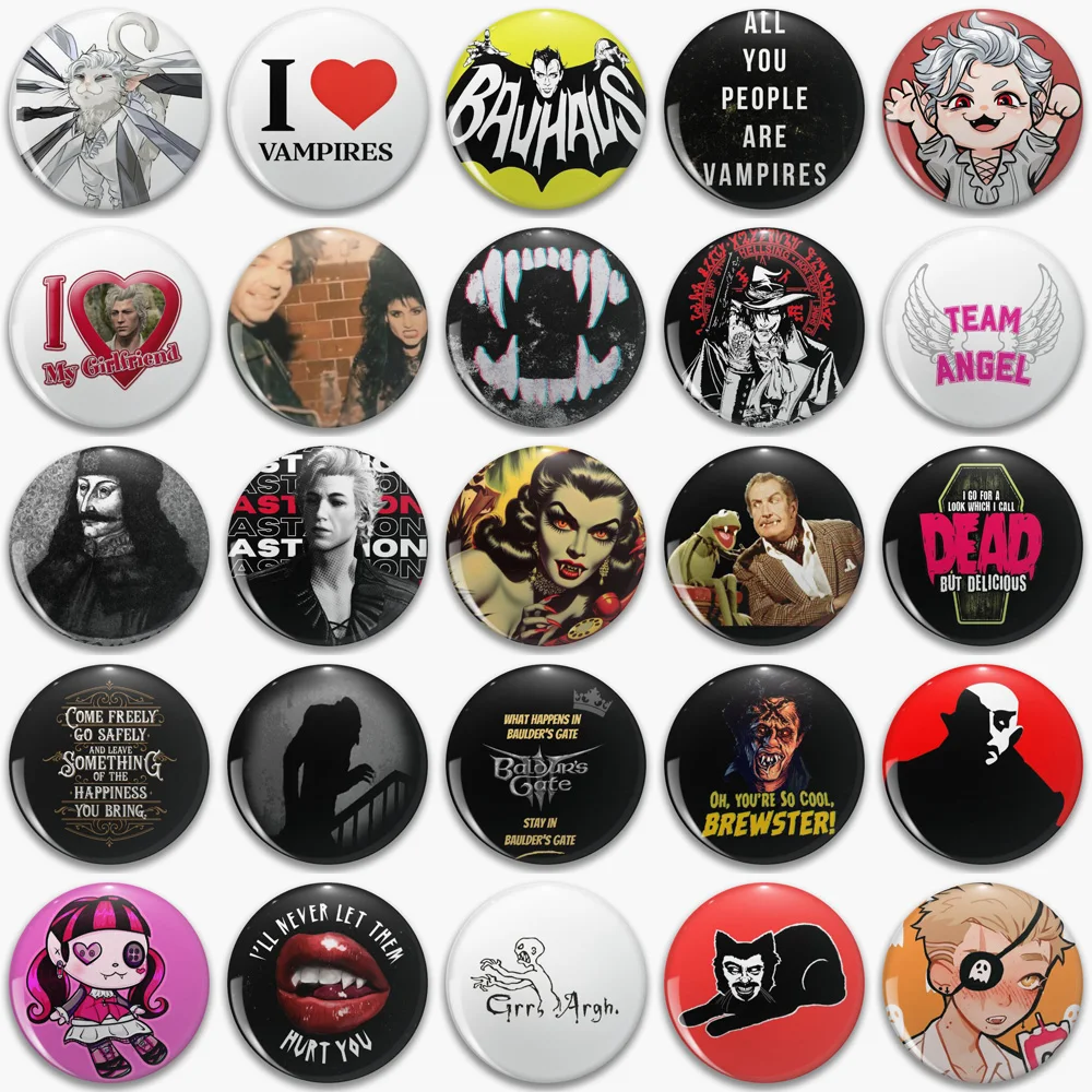 

I Love Vampires Pin Badge Vampire Theme Decor Pin Button Brooches Customized Vintage Fashion Brooch Special Gifts For Friends