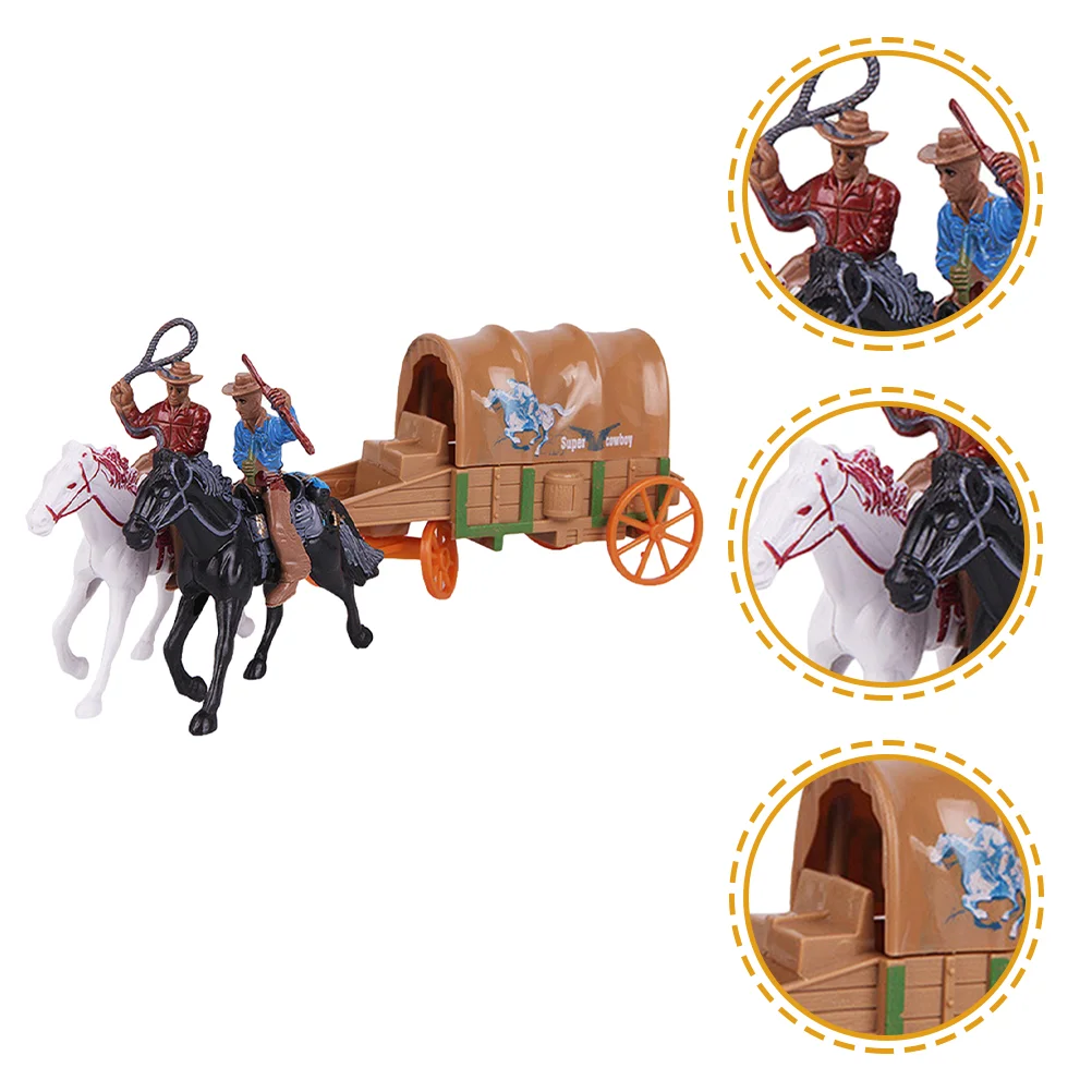 Toy Horses Western Figures Horse Riding Plastic Indians Figurines Carriage American Figures Playset Table Decoration Toy - 3