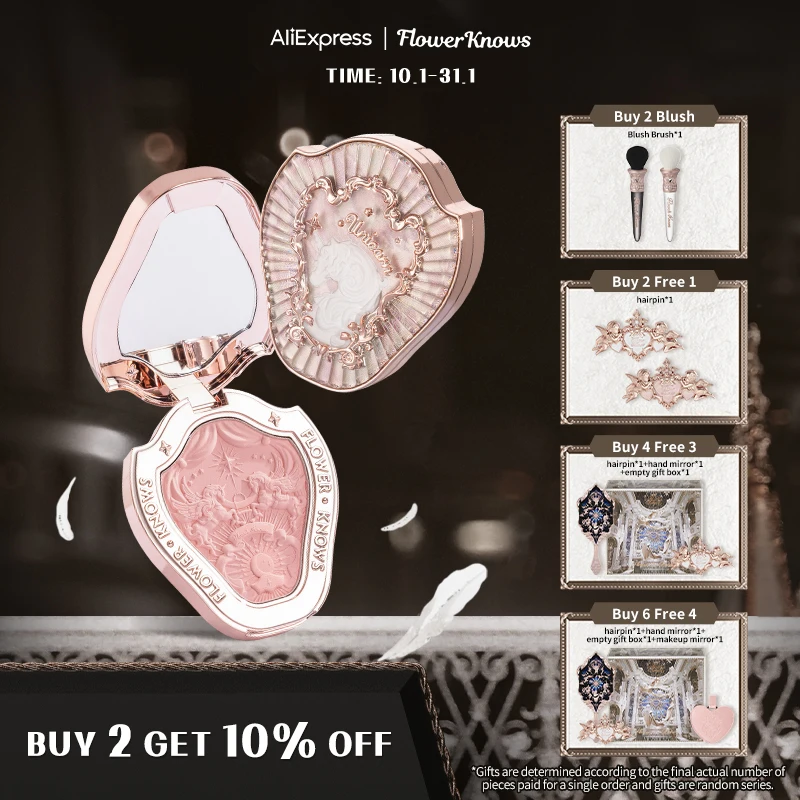 FlowerKnowsUnicornEmbossedBlushNaturalCheekBlusherMakeup6