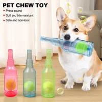 TPR Pet Chew Toy Bite-resistance Beer Bottle with Tennis Ball Toy Puppy Teeth Grinding dog Chewing Squeaky Interactive Toys 1