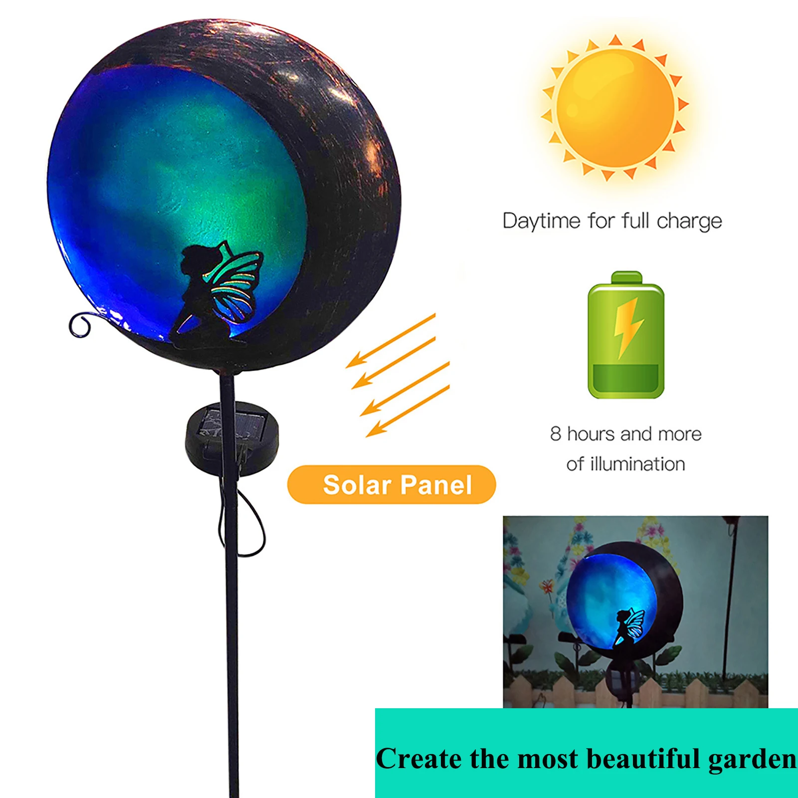 Garden Solar Light Landscape Led Yard Fairy and Moon Nightlamp  Statues Path Lawn Outdoor Courtyard Lamp Decoration Waterproof solar pathway lights