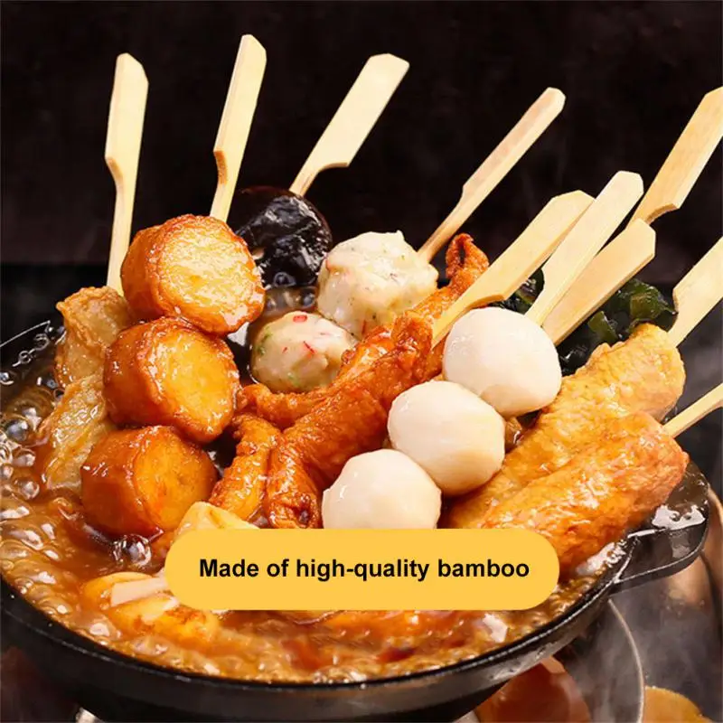 Wooden Barbecue Skewer BBQ Skewers Kebab Kanto Cooking Bamboo Stick Outdoor Camping Picnic Tools Cooking Tools 100Pcs bamboo sticks