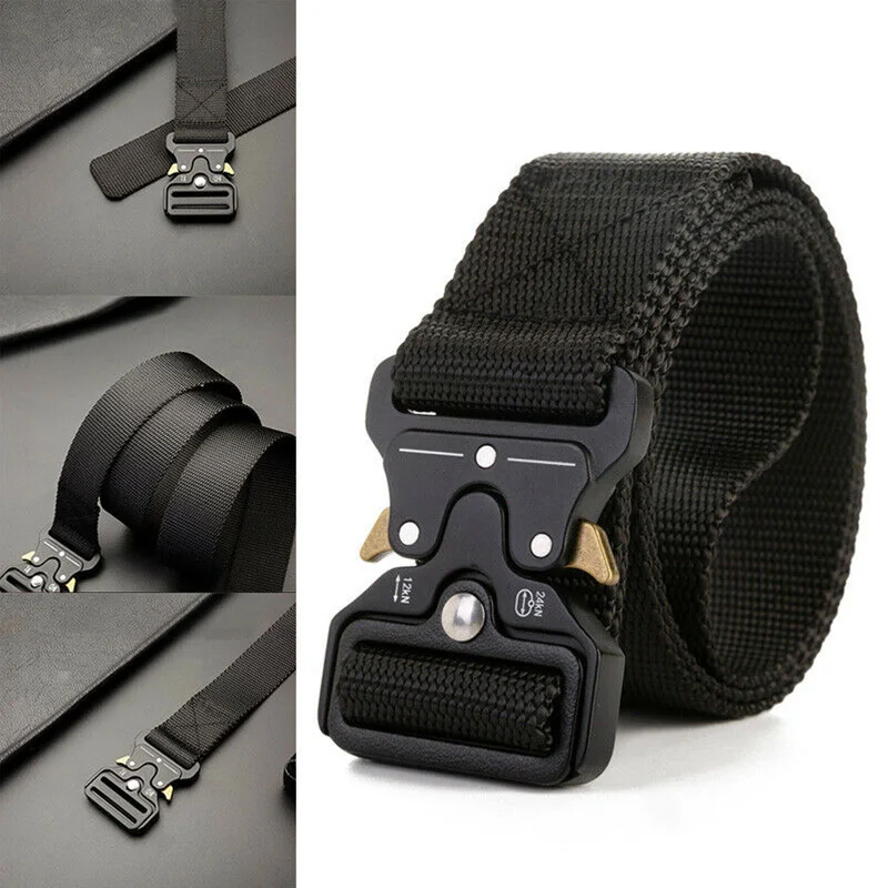 Multi Functional Canvas Tactical Belt with Alloy Buckle for Outdoor Use