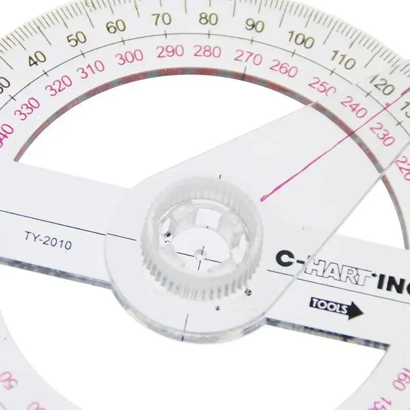 Plastic protractor ruler 2 Pcs All Circular 10cm Plastic 360 Degree Pointer Protractor Ruler Angle Finder Swing Arm for School Office Supplies