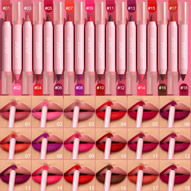 18 Color Nude Matte Lip Liner Pencil Lipstick Lip Contour Tint Makeup Waterproof Lasting Non-stick Lipstick Liner Cosmetic