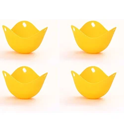 4-Piece Silicone Egg Poacher Set for Perfectly Steamed Eggs - Versatile Kitchen Gadgets (4pcs Yellow)