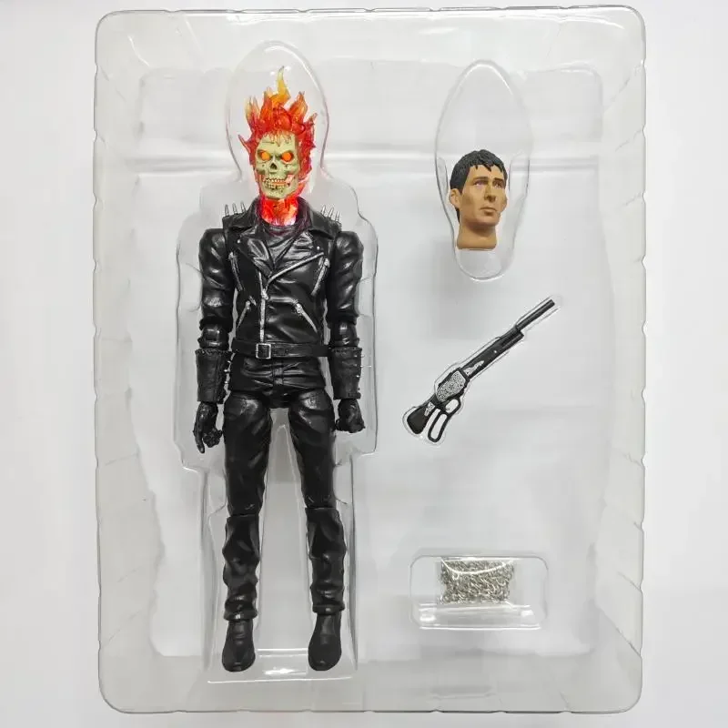 Marvel Ghost Rider Johnny Blaze Mobile Joint Action Figure Blue & Orange Warrior Skull Modello Da Collezione In Pvc Da 9 Pollici