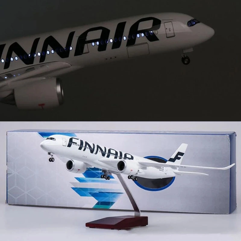 

47CM 1/142 Scale Airplane Airbus A350 Finland FINNAIR Airline Model W Light and Wheel Diecast Plastic Resin Plane For Collection