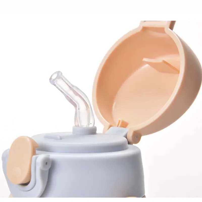 420/500ml Cute Cartoon Animal Print Baby Drink Cup With Straw Baby Feeding Cups Children Outdoor Drinking Bottle
