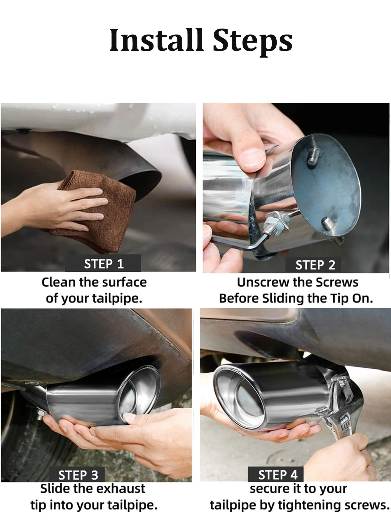 2.5" Imported Car Exhaust Muffler Tip Stainless Steel Single Pipe Modified Auto Rear Tail Throat Liner for Most Cars Accessory exhaust pipe tip tail pipe muffler