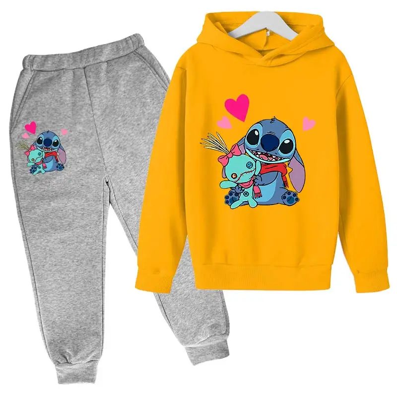Children Boys Girls Stitch Hoodies Pants Set Boys Girls Stitch Sweatshirts Hooded Kids Fashion Stitch Pullovers Clothes Suit 5