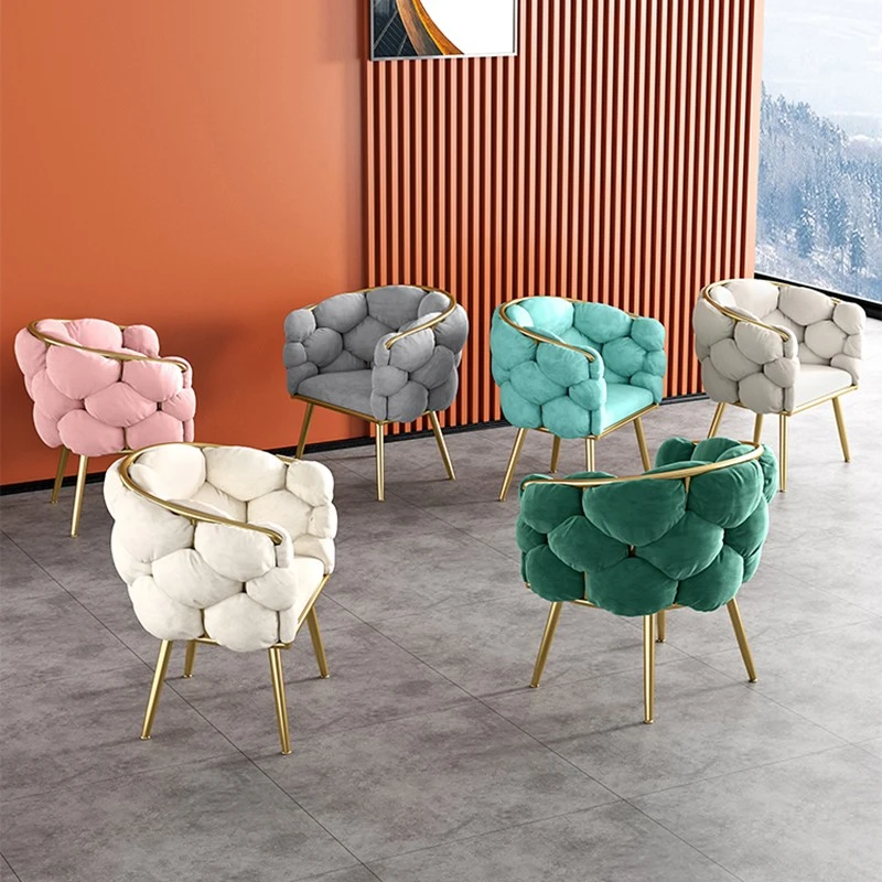 Nordic velvet armchair modern puffs designer armchair luxury living room Relax waiting Cafe Single Backrest sofa chair furniture
