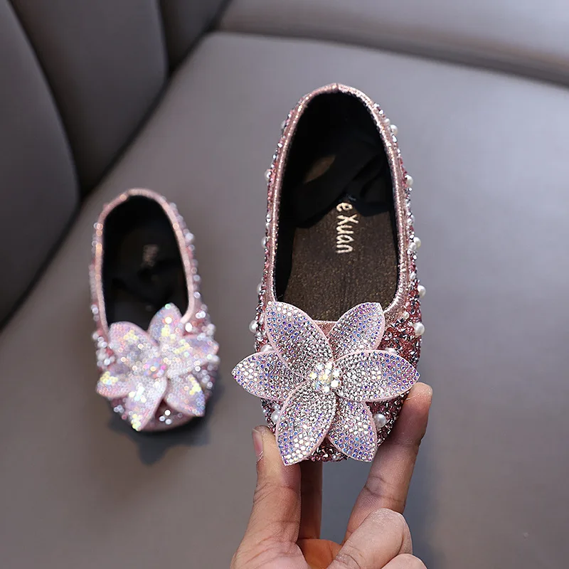 Girls Leather Flat Shoes Non Slip Kids Dance Loafers