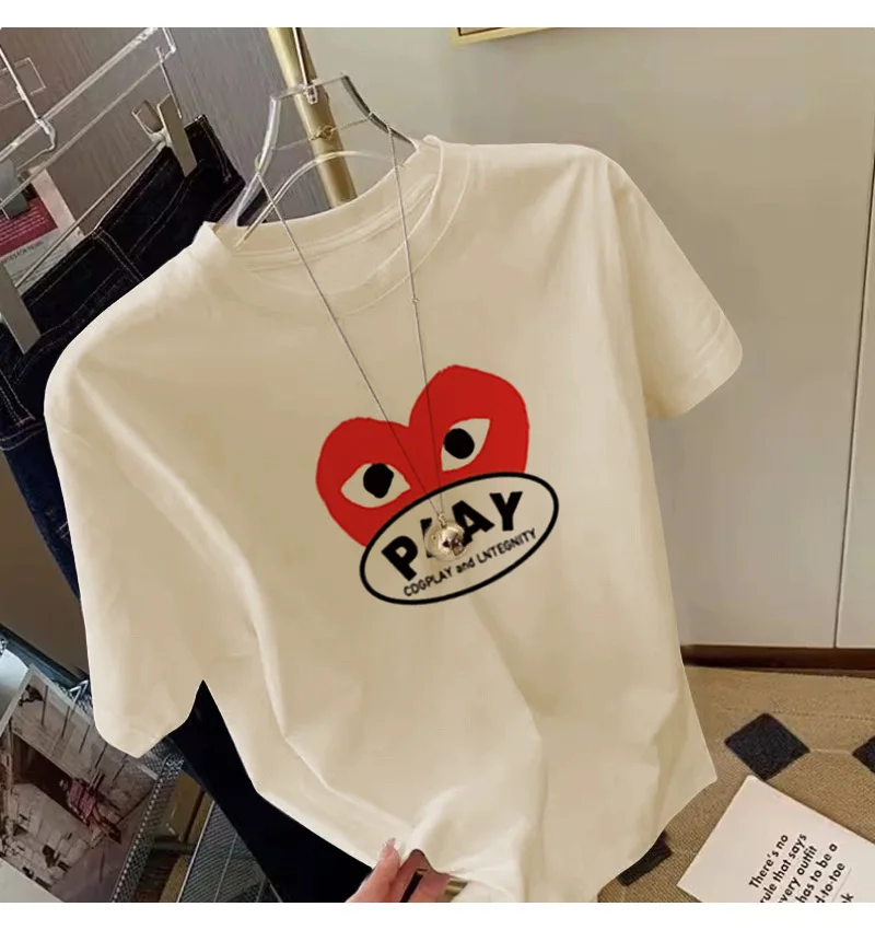 European and American neutral light luxury Korean version loose pattern summer versatile cotton T-shirt women's top 2