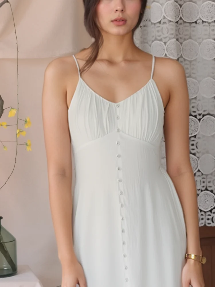 White Sleeveless Women Long Dress