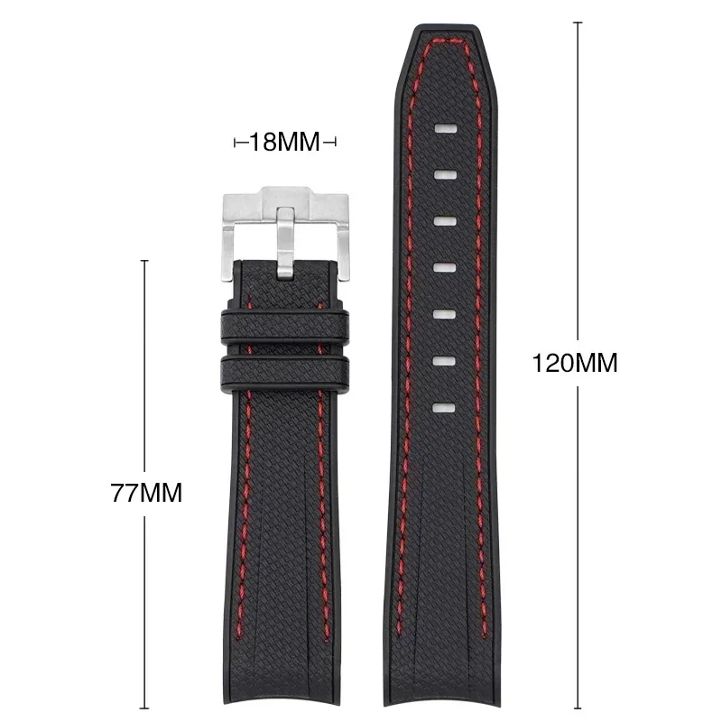 Silicone Rubber Curved End Diving Wrist Band Strap - 20mm