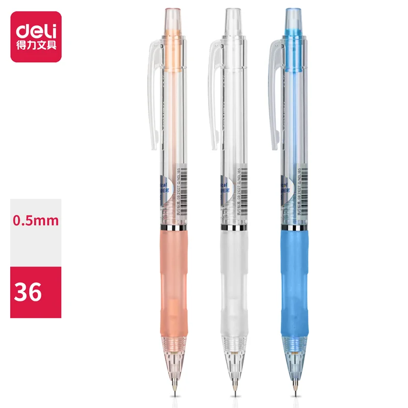 36Pcs/Box Deli S325 Automatic Pencils 0.5mm School Student Supplies Stationery deli dual purpose straight arc linear scribe parallel line drawing ruler marking gauge automatic line scribe woodworking tools