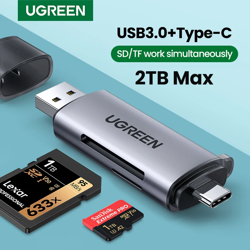 Tanio UGREEN czytnik kart USB3.0 USB C SD czytnik kart