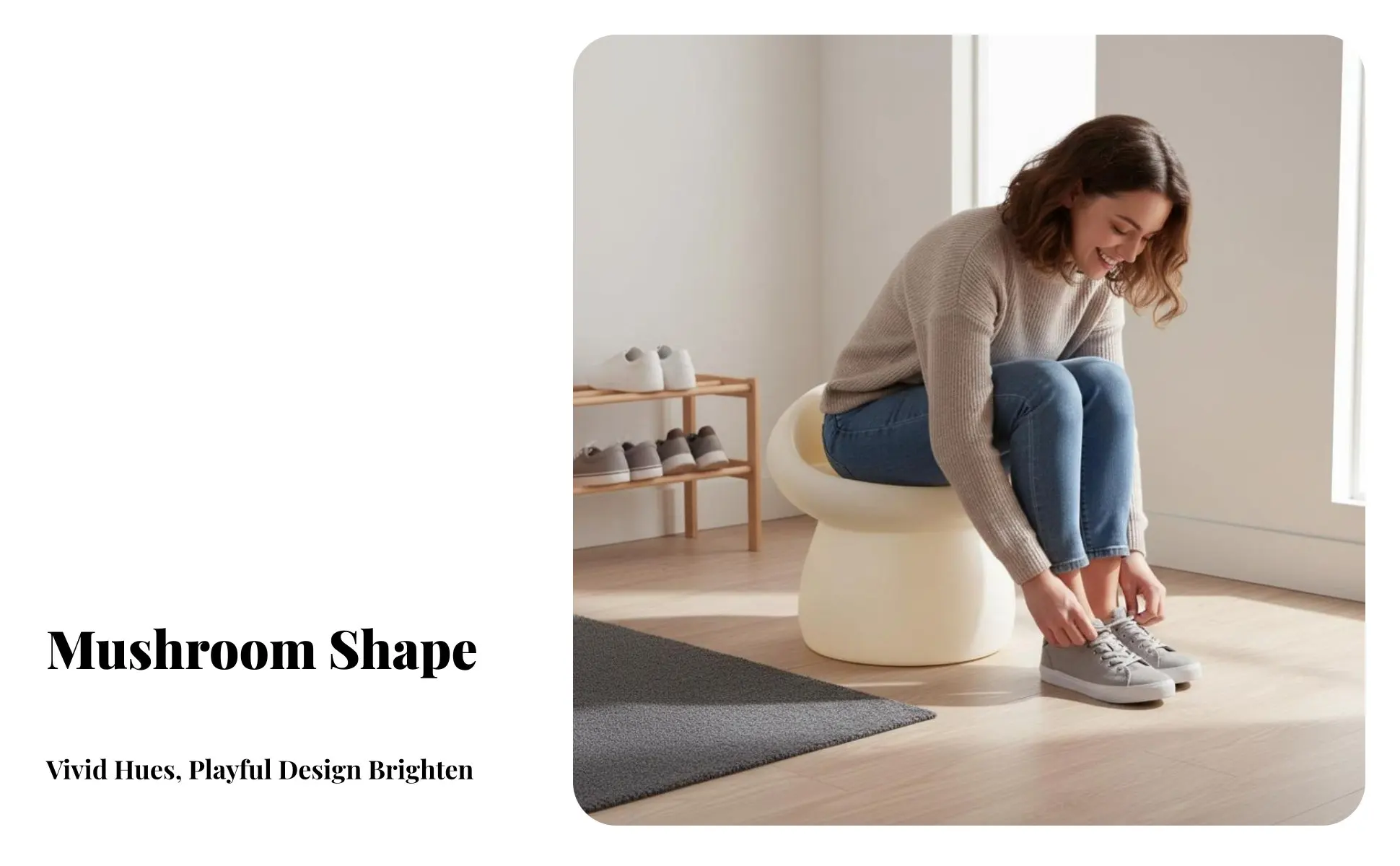 Mushroom-Shaped Stool Housewarming Gift Mushroom-Shaped Ottoman Decorative Creative Design for Adults, Entryway, Bedroom, Office