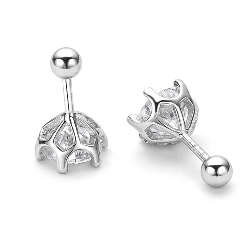 Silver Stud Earrings Silver Earrings Womens Earrings 0.5-2ct Moissanite Screw Stud 925 Sterling Silver Diamond For Women Wedding Fine Jewelry