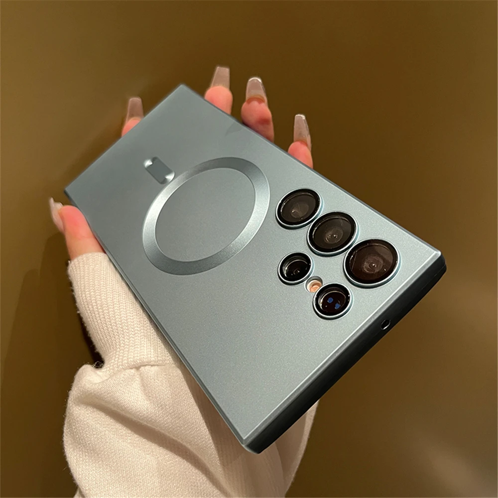 Matte Magnetic Wireless Charging Case with Silicone Lens Protection Cover