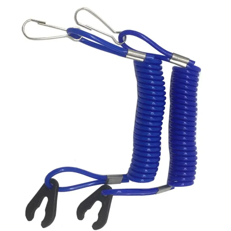 2PCS Jet Ski Safety Lanyard Tether Cord Boat Outboard Engine Safety Tether Blue Emergency Flameout Switch Drawstring motorboat engine stop lanyard