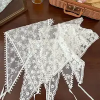INS Lace Floral Embroidered Triangle Hair Scarf Bohemia Headscarf Sweet Kerchief Hair Accessories Women Travel Photo Headband - Image 3
