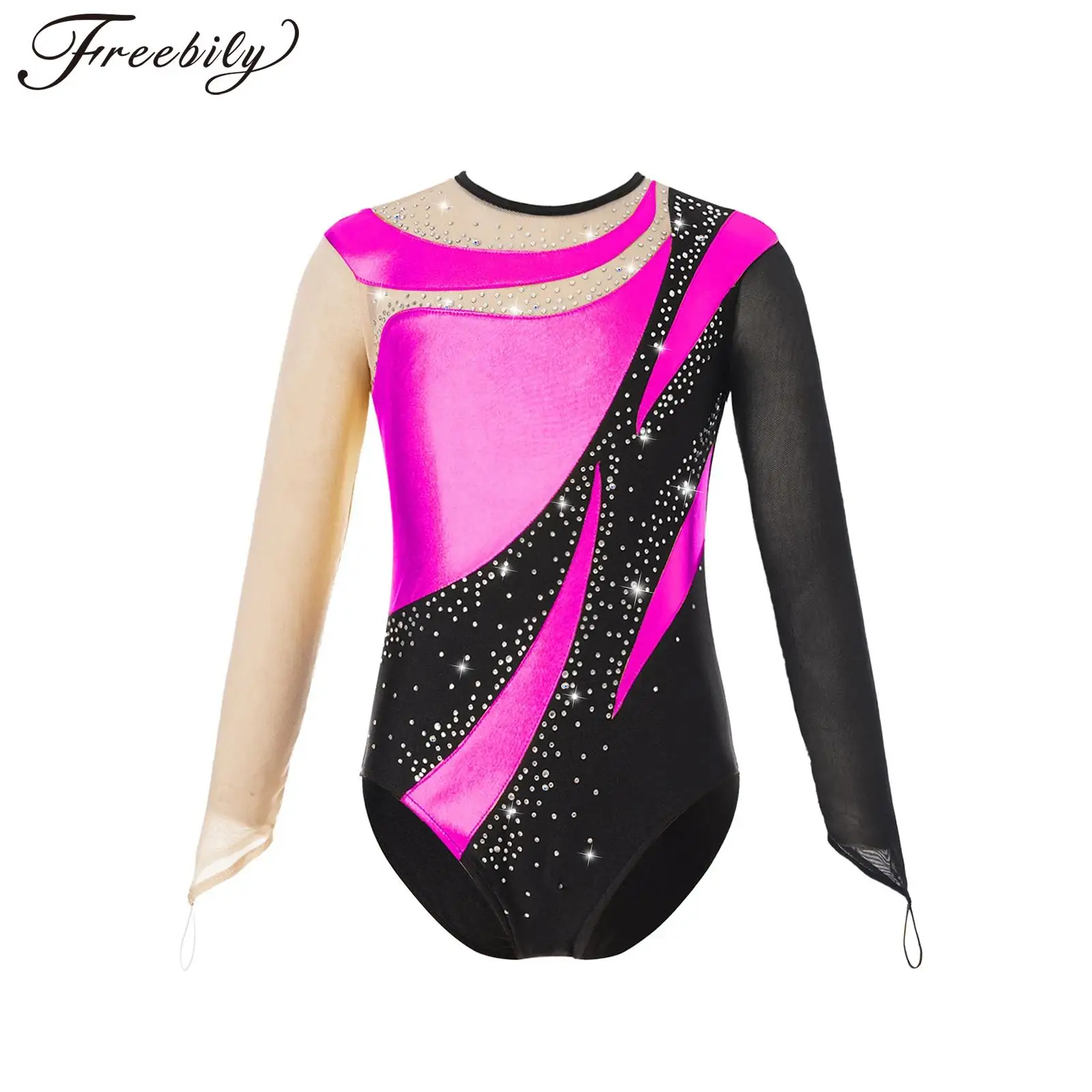 Justaucorps Danse Ballet Gymnastique Justaucorps Manches Longues Pour Fille - Danse, Ballet, Gymnastique - Tissu Coté Doux Et Extensible - Taille 2-14 Ans Justaucorps Gymnastique Fille Manche Longue