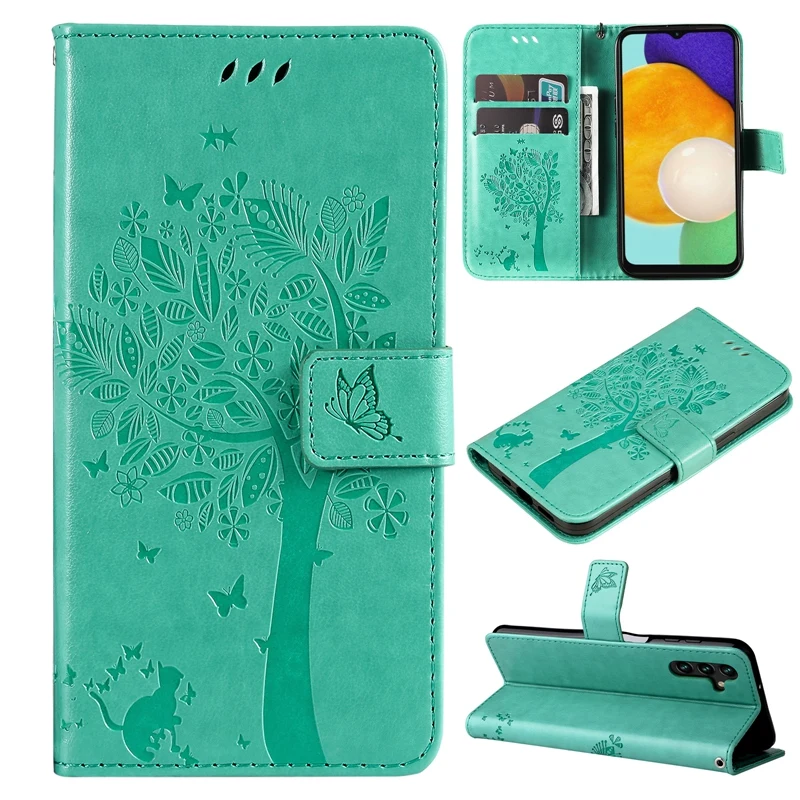 Brieftasche mit geprägter Katze für Samsung Galaxy A13 A23 A33 A53 A73 A12 A22 A32 A52 A51 A30 A50 A21S A70 A10 Flip aus PU-Leder_voghion.com