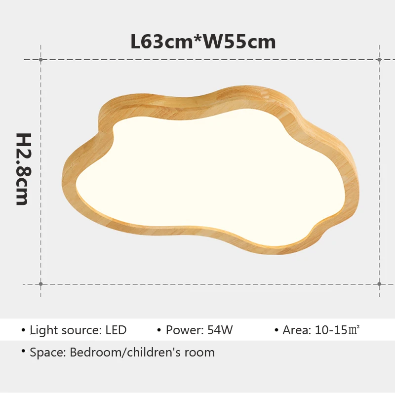 Plafonnier LED en Bois au Design Nordique Moderne, Luminaire Décoratif d'Nik, Idéal pour une Chambre à Coucher, un Salon, un Hall ou un Hôtel, 43/63cm