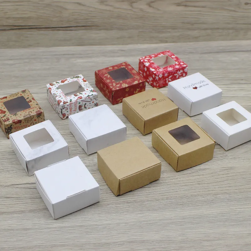 10pc 5.5*5.5*2.5cm DIY 수제 선물 포장 상자 도매 크래프트 종이 상자 메리 크리스마스 선물 사탕 faovrs 패키지 상자