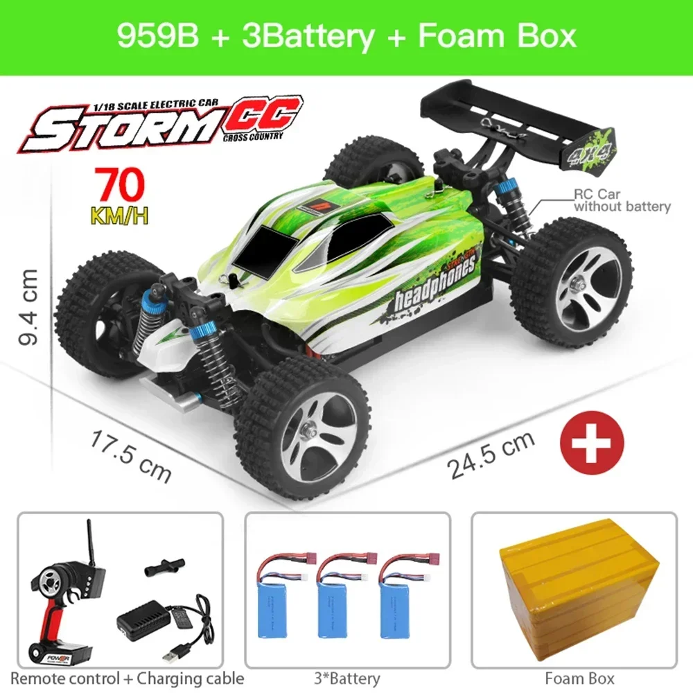 WLtoys A959 959B 2.4G Racing RC Car 70KM/H 4WD Electric High Speed Car Off-Road Drift Remote Control Toys for Children 3
