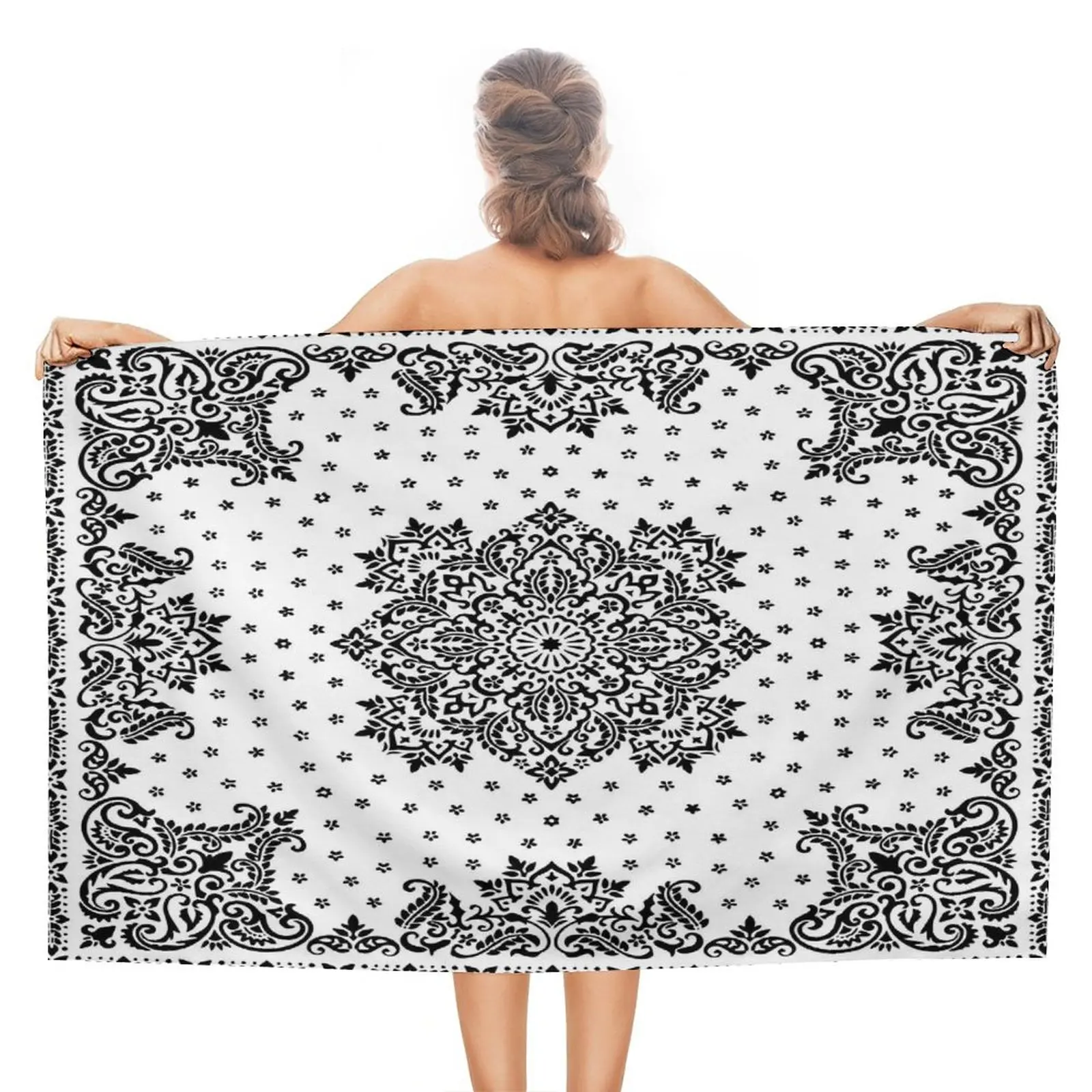 

Bandana Customized Women's Beach Bath Towel Shawl To Prevent Runout Art Pattern Printed Swimming Pool Beach Vacation Bath Towel