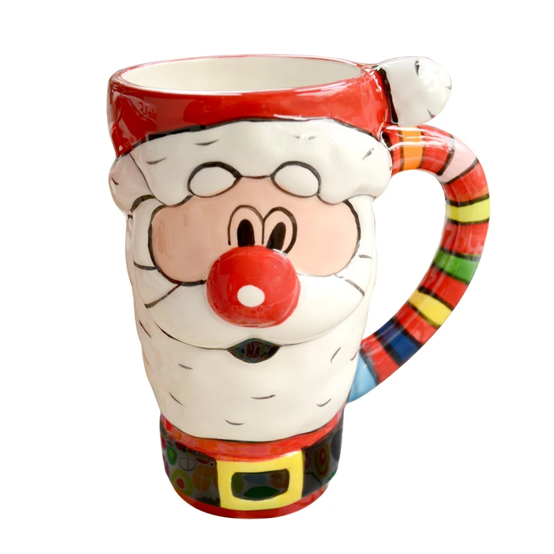 

600ml Big Christmas Mugs Coffee Cups Cartoon Coffee Cup Ceramic Cup With Lid Christmas Gifts For Kids Xmas Decor Happy New Year