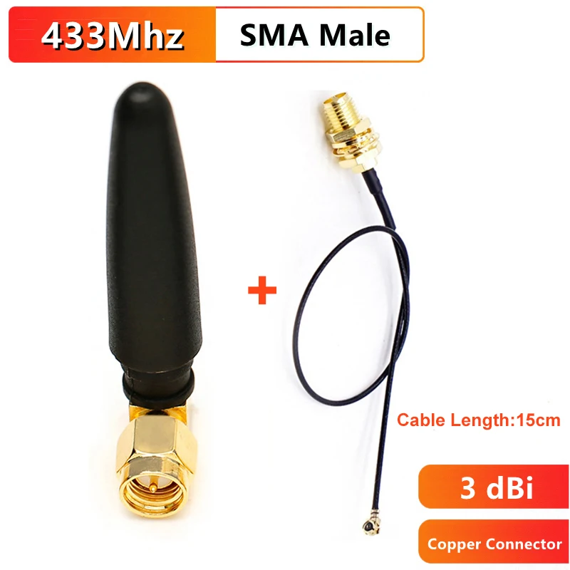 433MHz Antenna + IPEX IPX ufl. Pigtail Cable 1.13 Lora Lorawan 3dbi GSM Antennas 433 MHz Directional Antenne SMA Male Connector lora antenna antenna pigtail cable