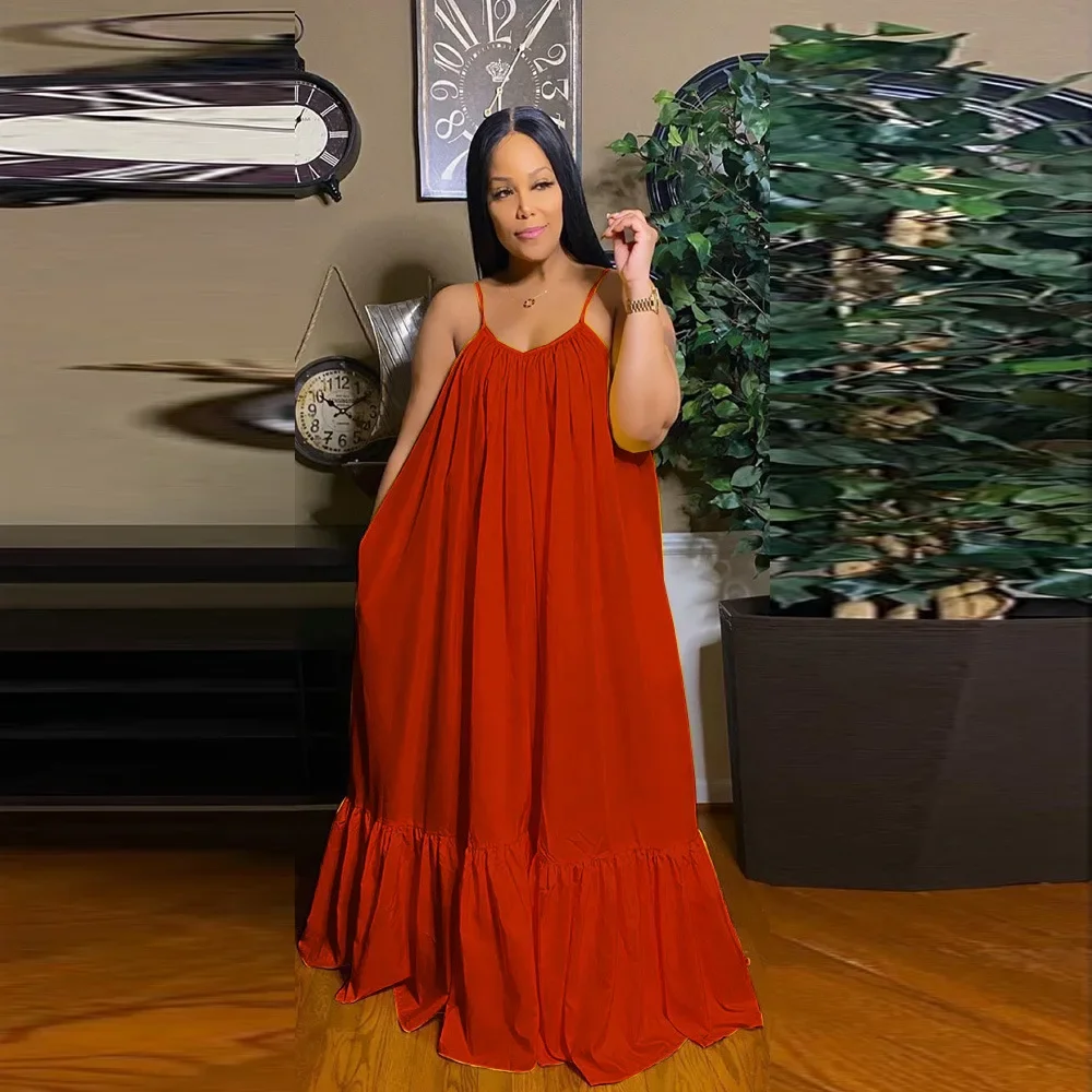 2024 Women Summer Long Maxi Dress Sexy Sleeveless Strap Loose Beach Party Night Club Bandage Female S-5XL Dresses Vestido