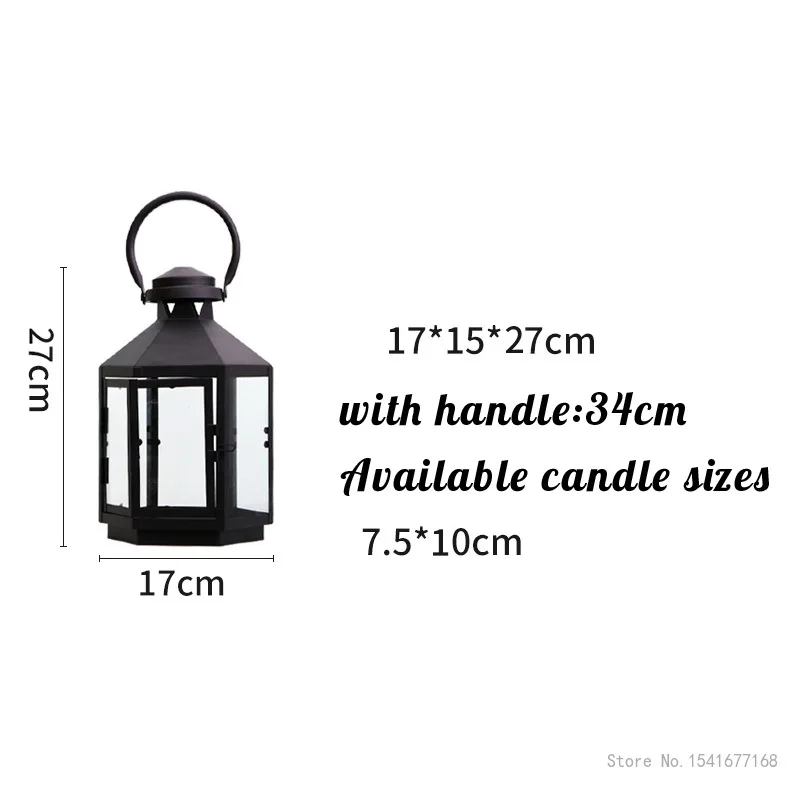 Nordic Outdoor Glass Windproof Candlestick, Wrought Iron, Floor Wind Lamp, Simple Shooting Props, Retro Garden Decor - Image 5