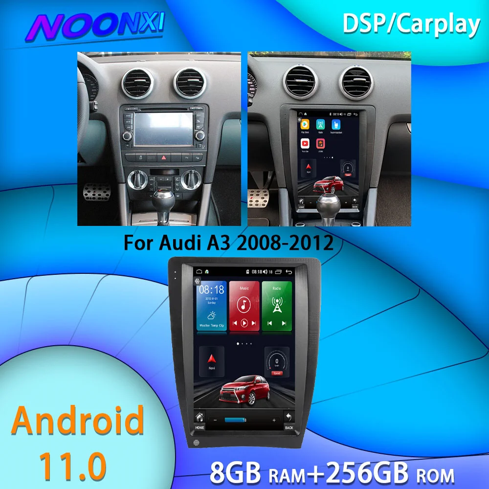 

For Audi A3 2008-2012 Bluetooth Car Radio Stereo Car Multimedia Player 5G GPS Navigation Carplay DSP Head Unit Android 11 256G