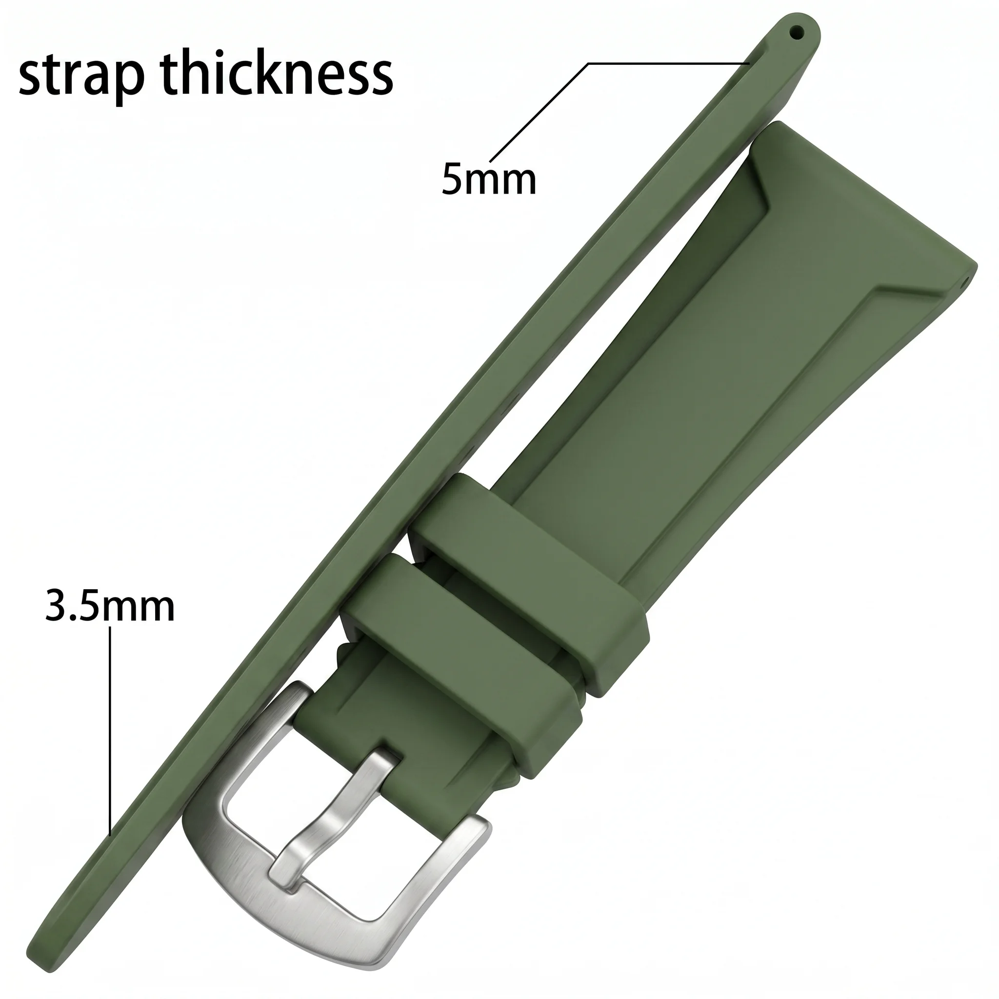 Premium Waterproof Silicone Sport Watch Band - Soft Rubber Dive Strap