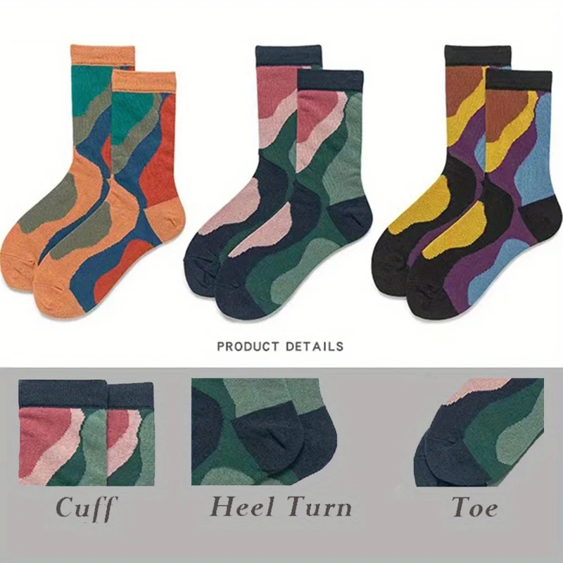 

3 пары винтажных цветных подходящих носков, оригинальные цветные Подходящие Носки Morandi с рисунком, женские чулки