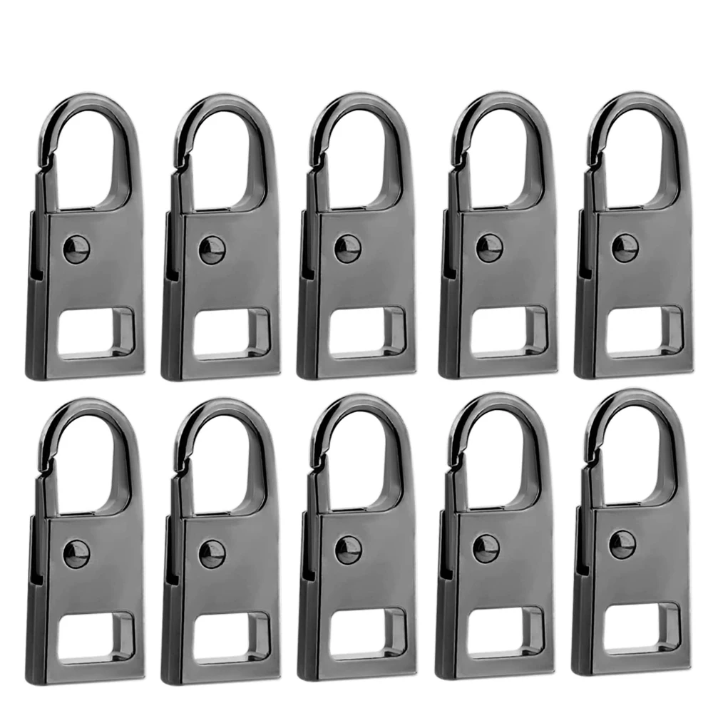 10Pcs Zipper Pull Replacement Kit Detachable Universal Metal Zipper Pull Tabs Repair Kit for Backpacks Boot Jackets Clothings