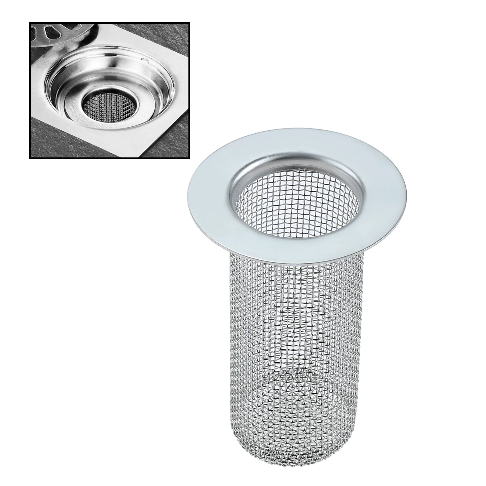 2pcs Floor Drain Filter Stainless Steel Mesh Basket Anti-hair Anti-clog 28-80mm 1"-3" Kitchen Bathroom Anti-rat/mosquito Stopper 6