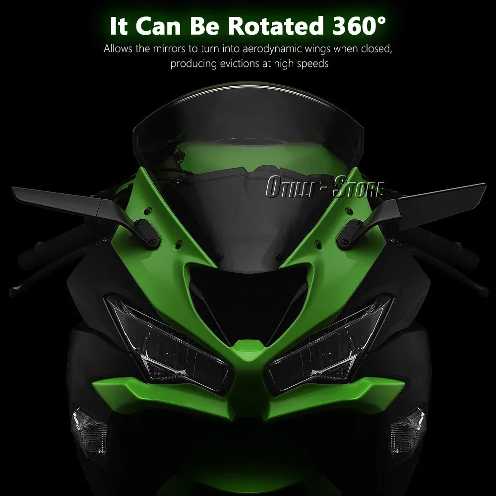 가와사키 닌자 636 ZX-6R ZX6R ZX 6R 2019-2025용 오토바이 사이드 뷰 미러 스텔스 윙렛 후방 미러