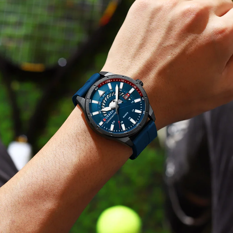 Quartz Watch Men's Fashion Watch Top Luxury Waterproof Sports Men's Watch Silicone Automatic Date Military Style Watch 8421